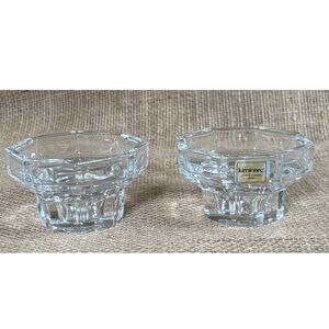 Vintage Luminarc Clear Glass Octime Candle Holder Set Octagon Mid Century Modern